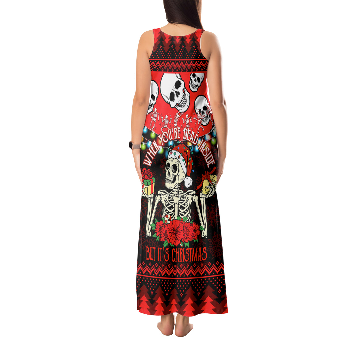 Skull Christmas Tank Maxi Dress When You Are Dead Inside But It Is Christmas - Wonder Print Shop