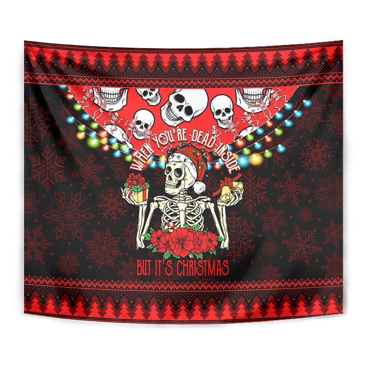 Skull Christmas Tapestry When You Are Dead Inside But It Is Christmas - Wonder Print Shop