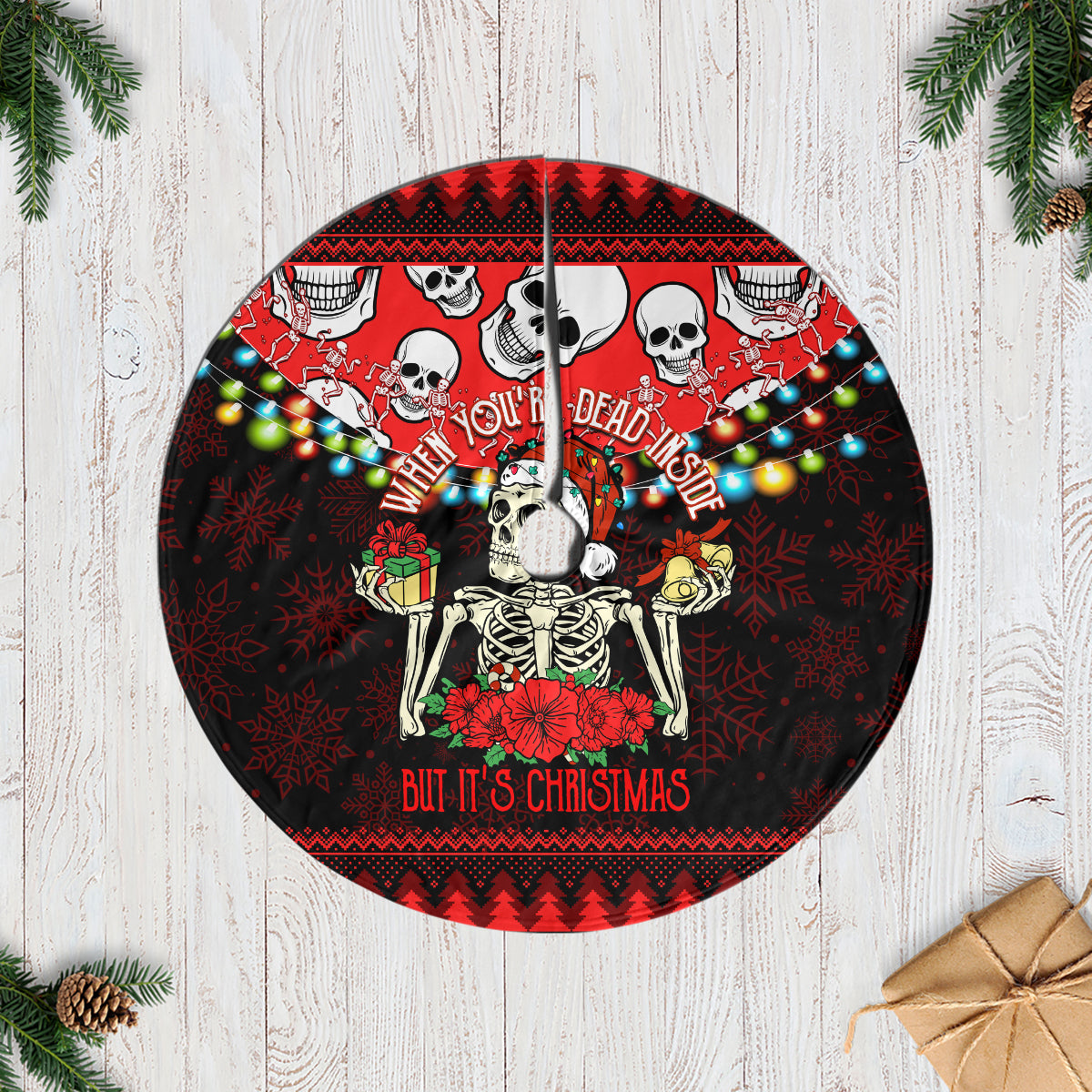 Skull Christmas Tree Skirt When You Are Dead Inside But It Is Christmas - Wonder Print Shop