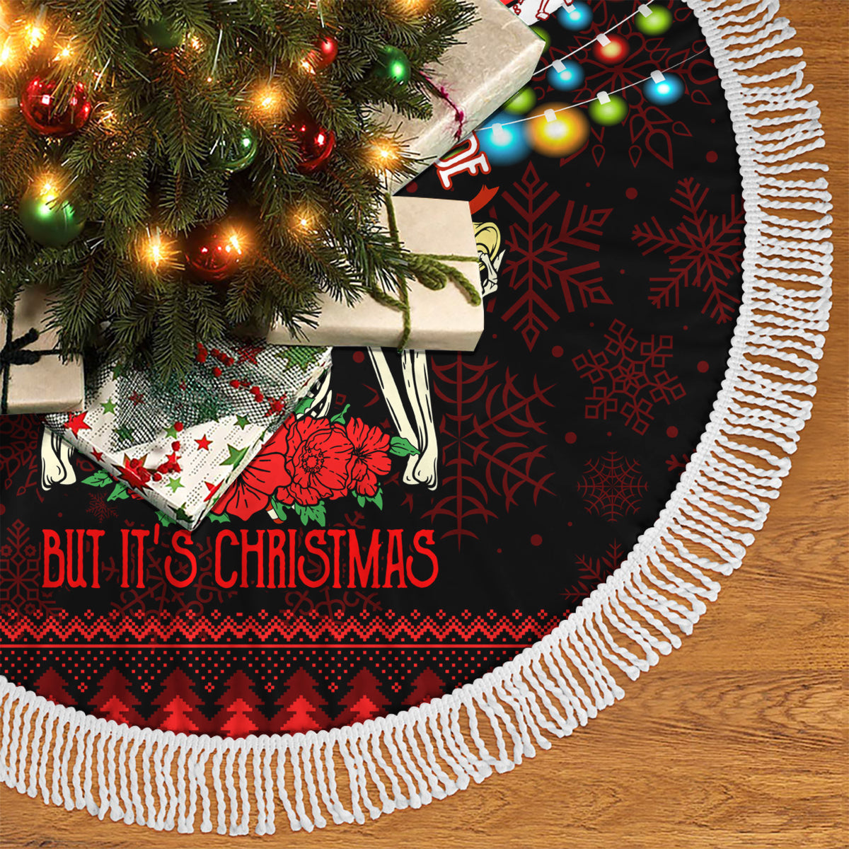 Skull Christmas Tree Skirt When You Are Dead Inside But It Is Christmas - Wonder Print Shop