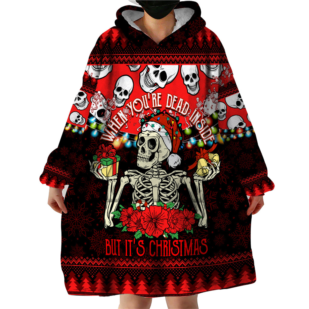 Skull Christmas Wearable Blanket Hoodie When You Are Dead Inside But It Is Christmas - Wonder Print Shop
