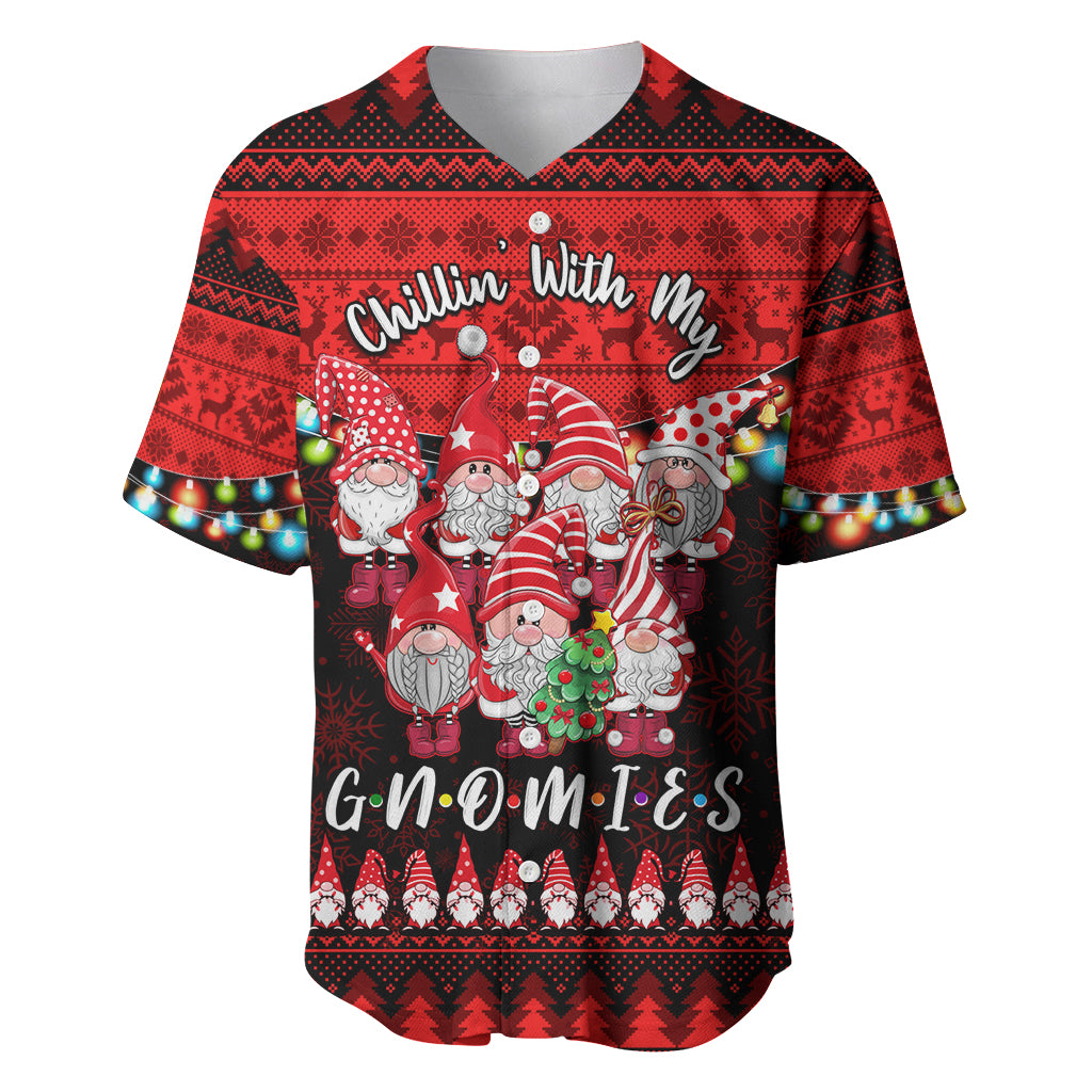 Chilling With My Gnomies Christmas Baseball Jersey Gnomie Friend Xmas Vibes - Wonder Print Shop