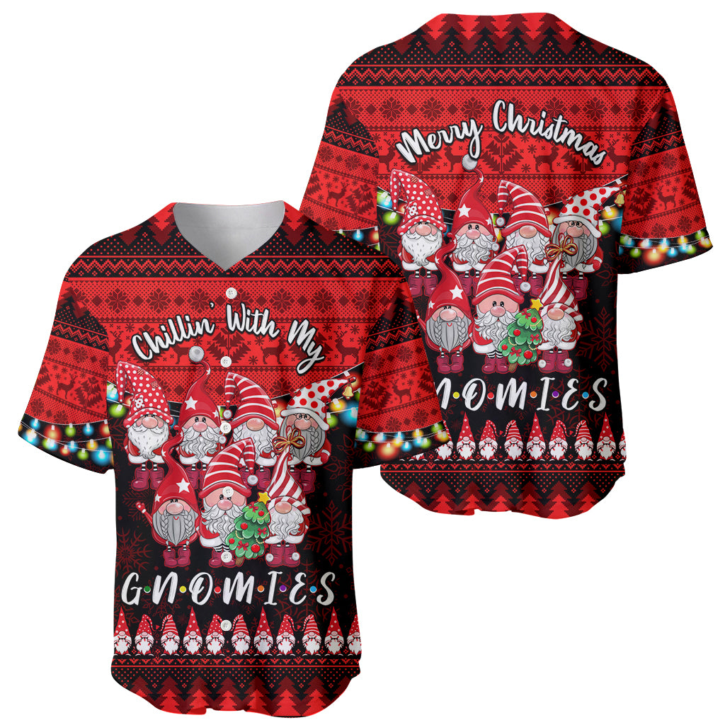 Chilling With My Gnomies Christmas Baseball Jersey Gnomie Friend Xmas Vibes - Wonder Print Shop