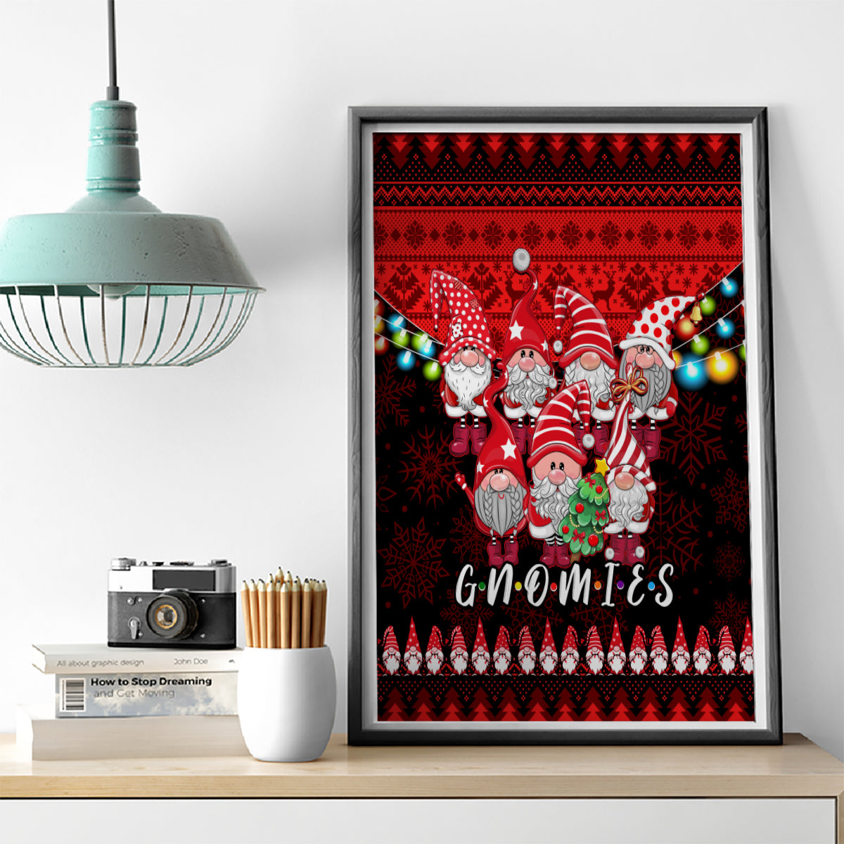 Chilling With My Gnomies Christmas Canvas Wall Art Gnomie Friend Xmas Vibes - Wonder Print Shop