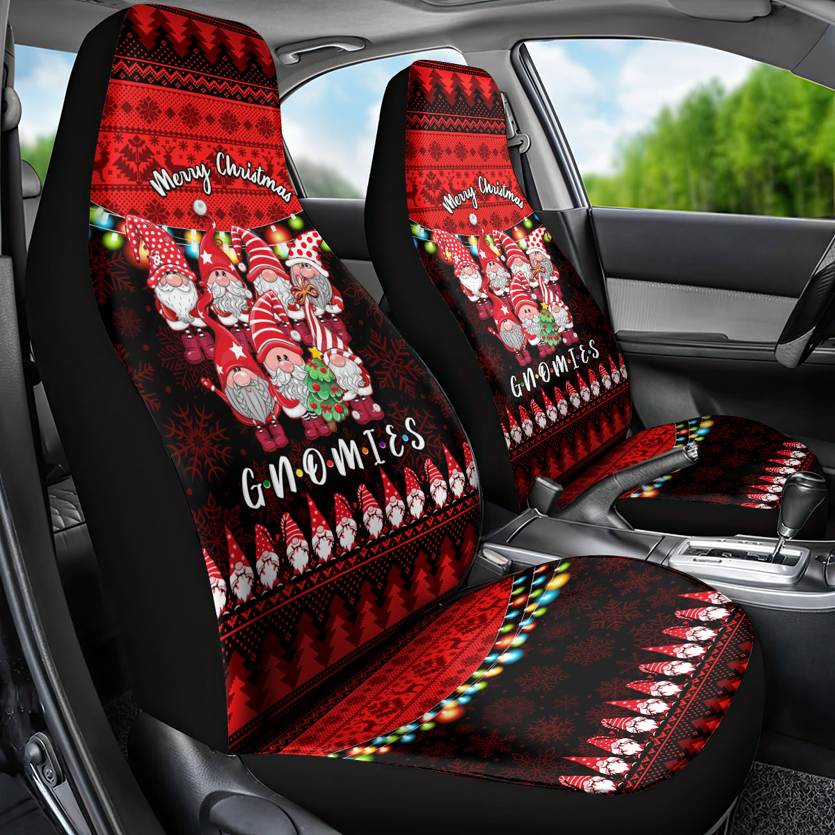 Chilling With My Gnomies Christmas Car Seat Cover Gnomie Friend Xmas Vibes - Wonder Print Shop
