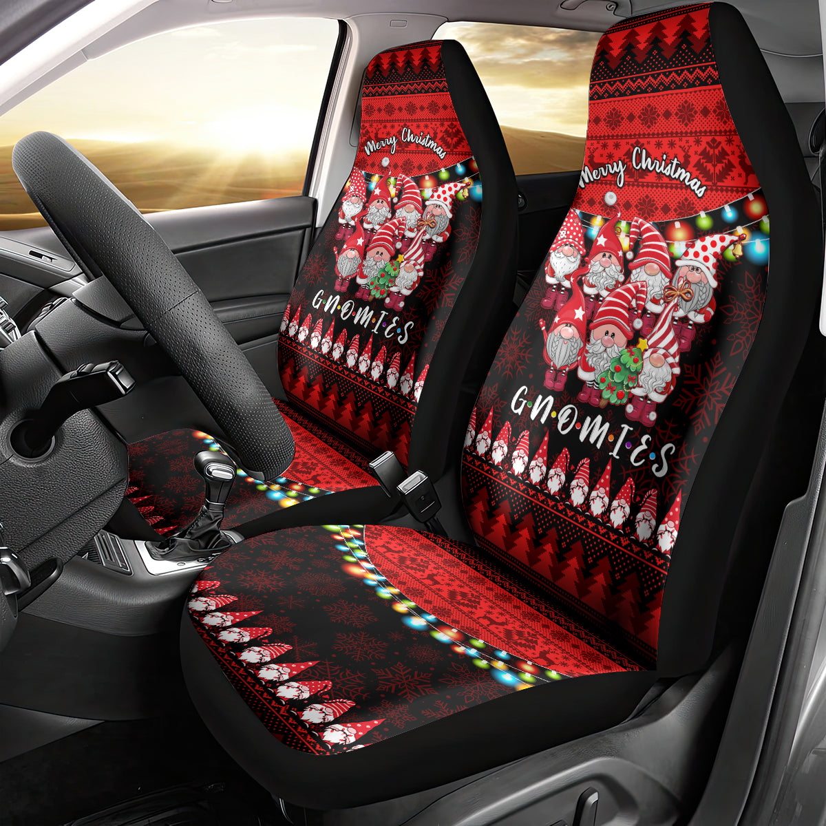 Chilling With My Gnomies Christmas Car Seat Cover Gnomie Friend Xmas Vibes - Wonder Print Shop