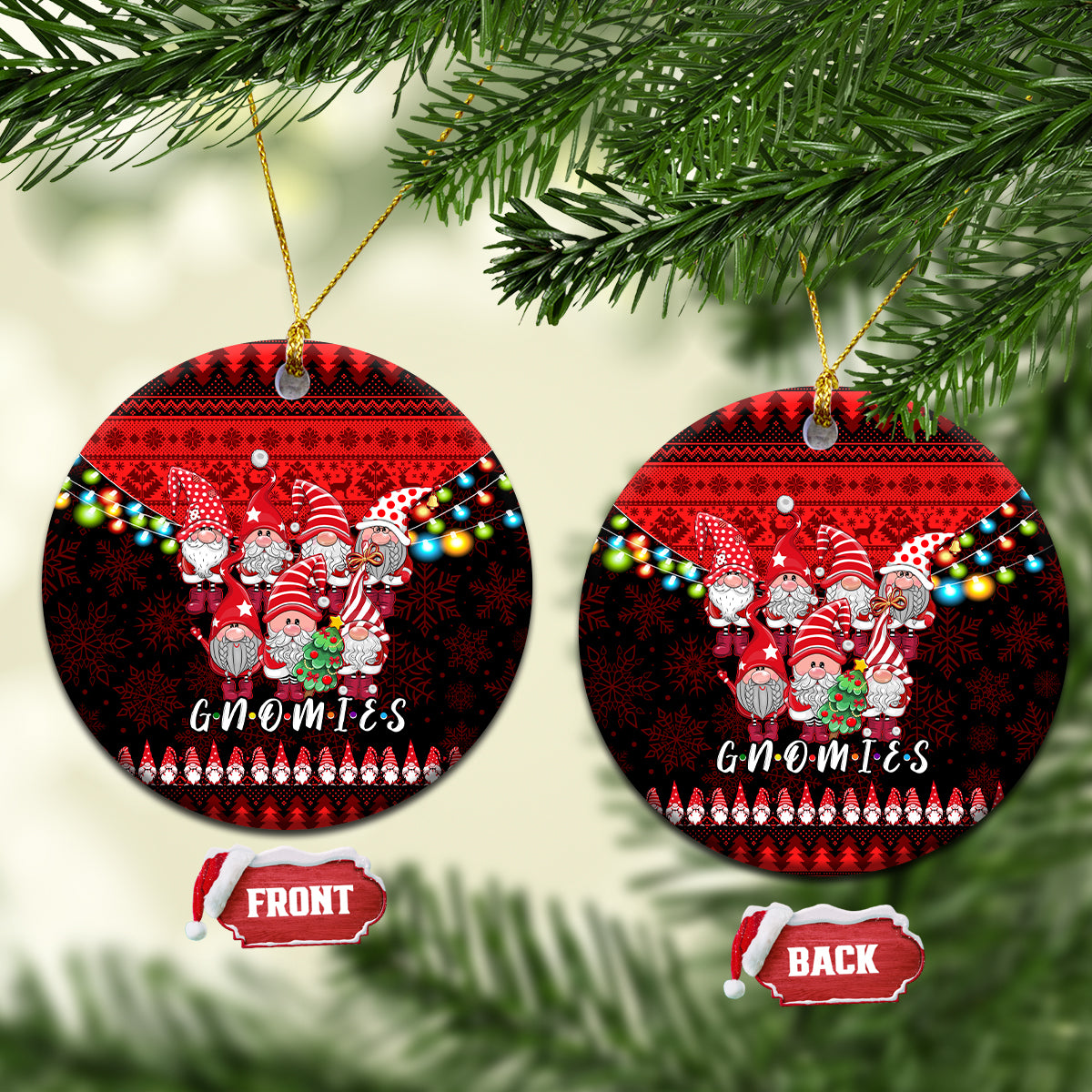 Chilling With My Gnomies Christmas Ceramic Ornament Gnomie Friend Xmas Vibes - Wonder Print Shop