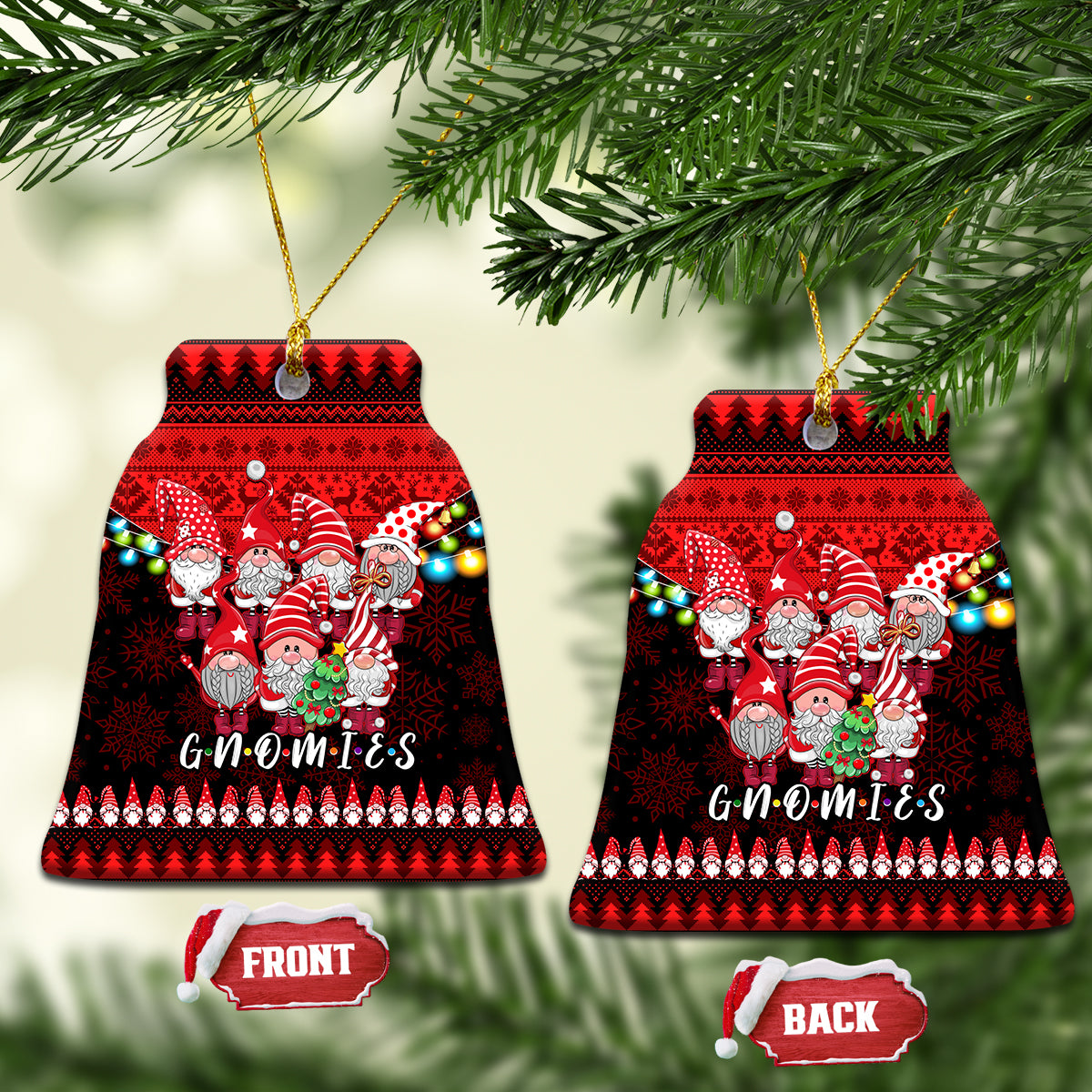 Chilling With My Gnomies Christmas Ceramic Ornament Gnomie Friend Xmas Vibes - Wonder Print Shop