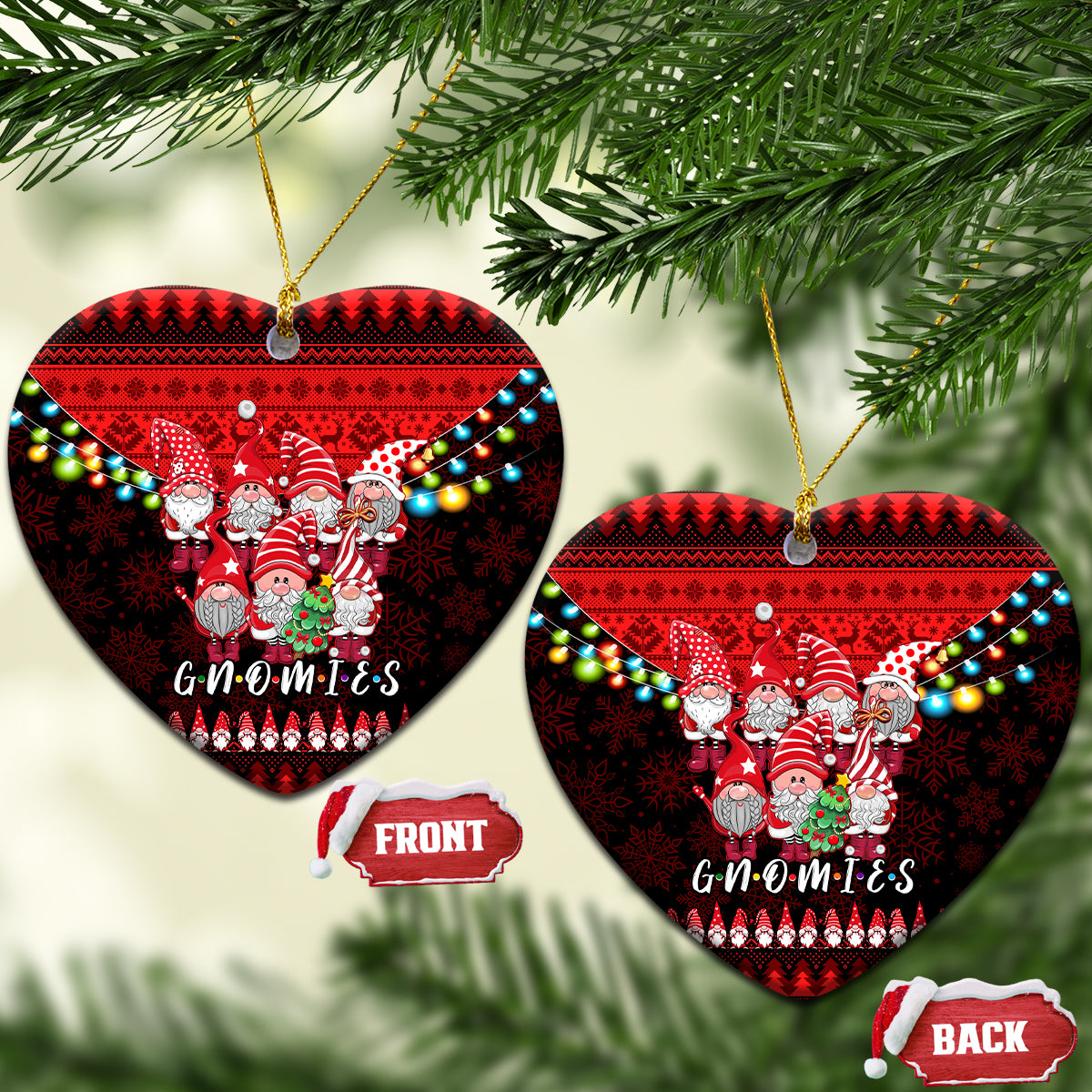 Chilling With My Gnomies Christmas Ceramic Ornament Gnomie Friend Xmas Vibes - Wonder Print Shop