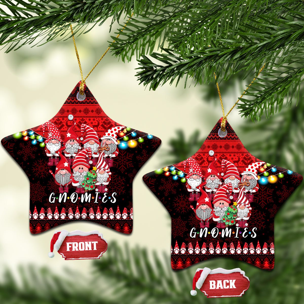 Chilling With My Gnomies Christmas Ceramic Ornament Gnomie Friend Xmas Vibes - Wonder Print Shop