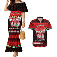 Chilling With My Gnomies Christmas Couples Matching Mermaid Dress and Hawaiian Shirt Gnomie Friend Xmas Vibes - Wonder Print Shop