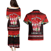 Chilling With My Gnomies Christmas Couples Matching Puletasi Dress and Hawaiian Shirt Gnomie Friend Xmas Vibes - Wonder Print Shop