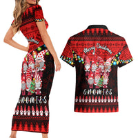 Chilling With My Gnomies Christmas Couples Matching Short Sleeve Bodycon Dress and Hawaiian Shirt Gnomie Friend Xmas Vibes - Wonder Print Shop