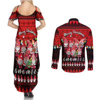 Chilling With My Gnomies Christmas Couples Matching Summer Maxi Dress and Long Sleeve Button Shirt Gnomie Friend Xmas Vibes - Wonder Print Shop