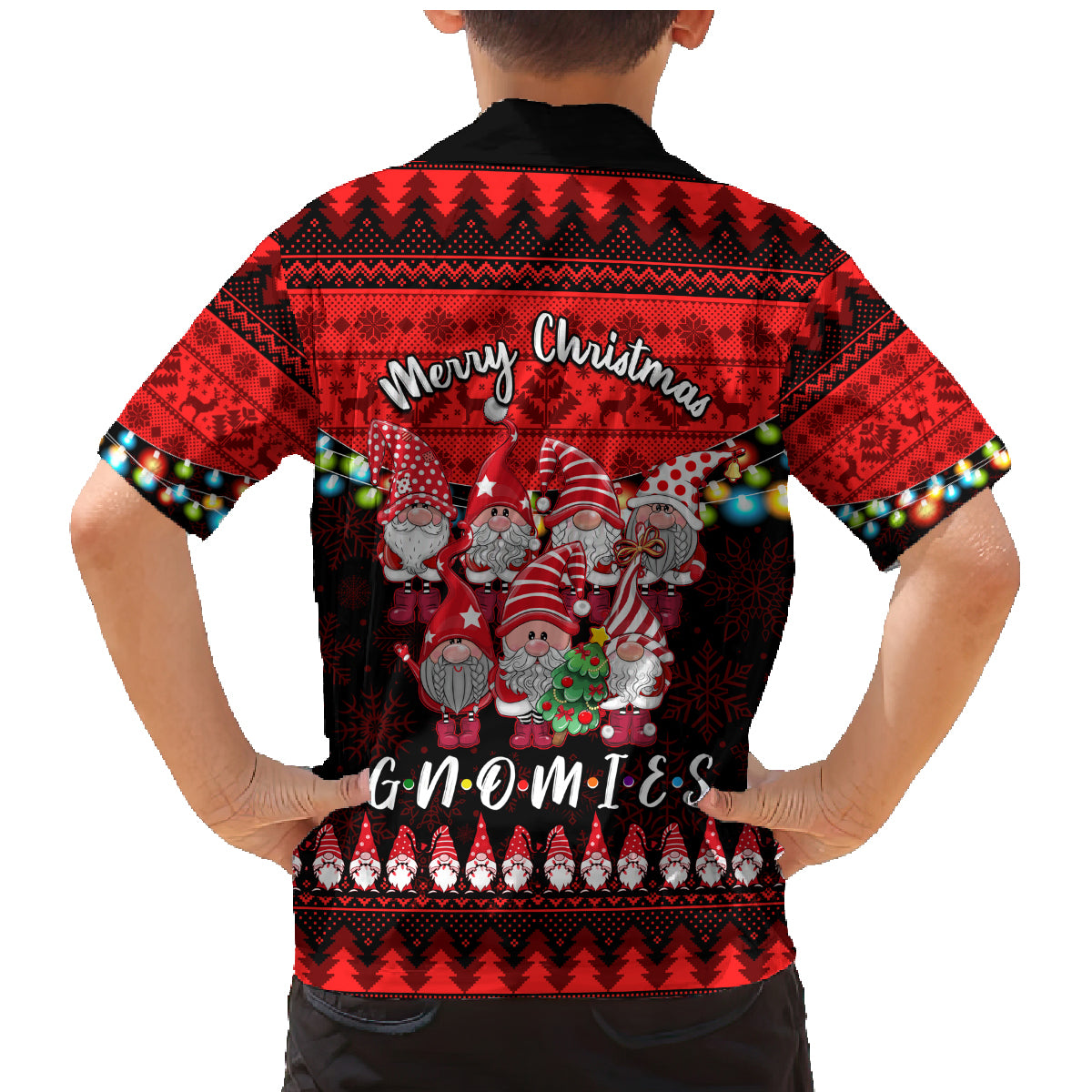 Chilling With My Gnomies Christmas Family Matching Mermaid Dress and Hawaiian Shirt Gnomie Friend Xmas Vibes - Wonder Print Shop