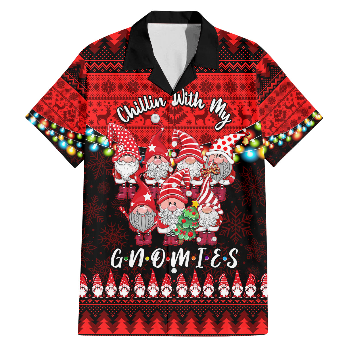 Chilling With My Gnomies Christmas Family Matching Mermaid Dress and Hawaiian Shirt Gnomie Friend Xmas Vibes - Wonder Print Shop