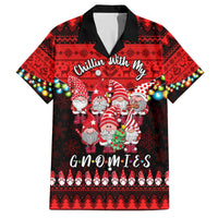 Chilling With My Gnomies Christmas Family Matching Off Shoulder Long Sleeve Dress and Hawaiian Shirt Gnomie Friend Xmas Vibes - Wonder Print Shop