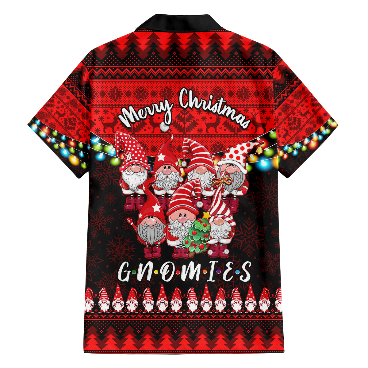 Chilling With My Gnomies Christmas Family Matching Off Shoulder Long Sleeve Dress and Hawaiian Shirt Gnomie Friend Xmas Vibes - Wonder Print Shop