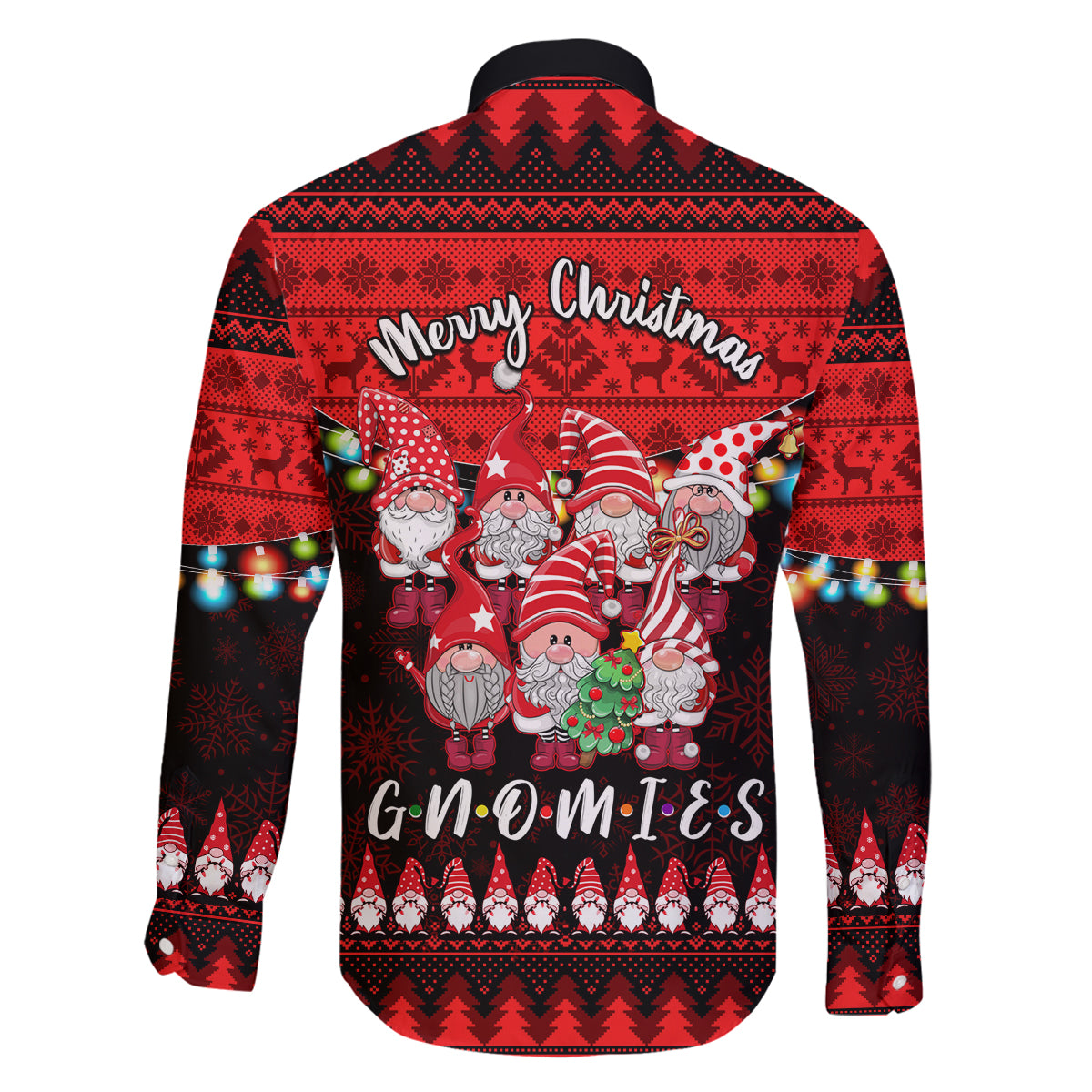 Chilling With My Gnomies Christmas Family Matching Off Shoulder Long Sleeve Dress and Hawaiian Shirt Gnomie Friend Xmas Vibes - Wonder Print Shop