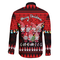 Chilling With My Gnomies Christmas Family Matching Off Shoulder Long Sleeve Dress and Hawaiian Shirt Gnomie Friend Xmas Vibes - Wonder Print Shop