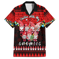 Chilling With My Gnomies Christmas Family Matching Short Sleeve Bodycon Dress and Hawaiian Shirt Gnomie Friend Xmas Vibes - Wonder Print Shop