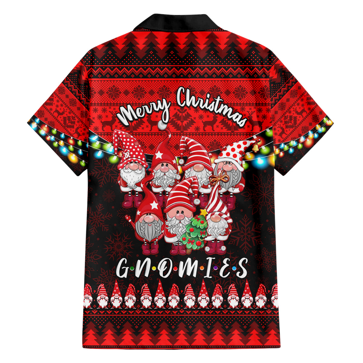 Chilling With My Gnomies Christmas Family Matching Short Sleeve Bodycon Dress and Hawaiian Shirt Gnomie Friend Xmas Vibes - Wonder Print Shop
