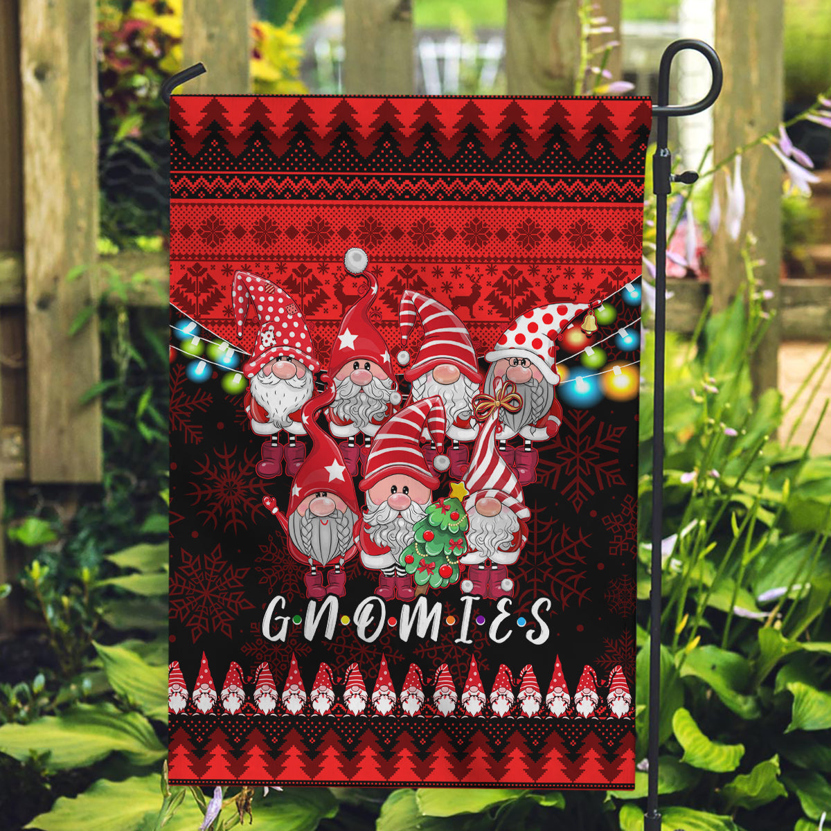 Chilling With My Gnomies Christmas Garden Flag Gnomie Friend Xmas Vibes - Wonder Print Shop