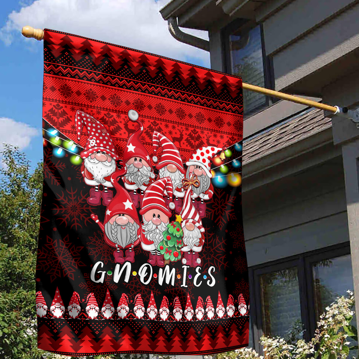Chilling With My Gnomies Christmas Garden Flag Gnomie Friend Xmas Vibes - Wonder Print Shop