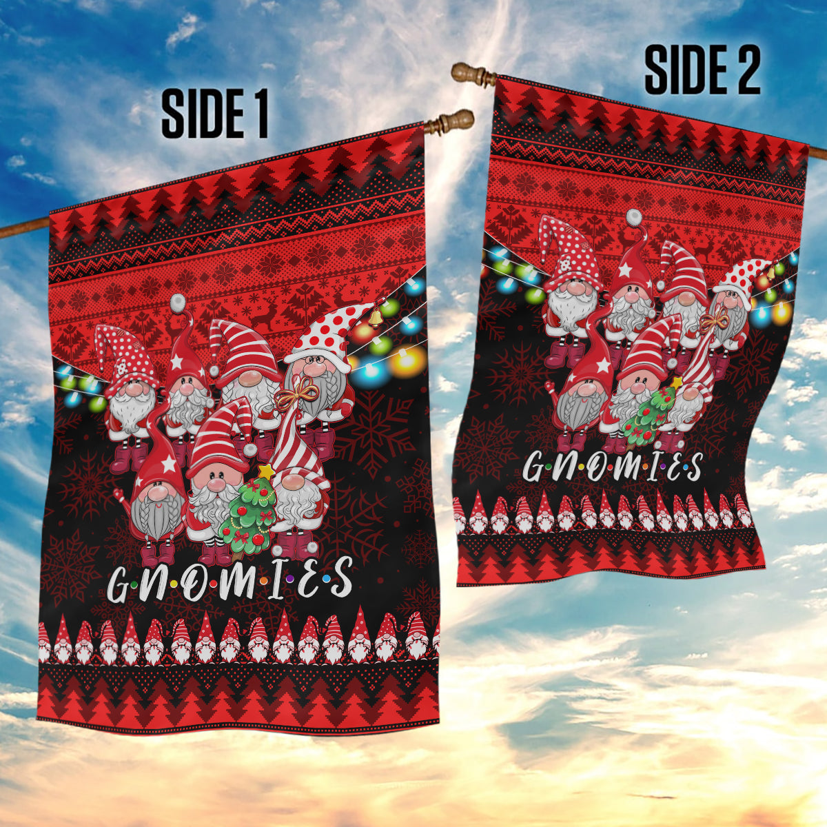 Chilling With My Gnomies Christmas Garden Flag Gnomie Friend Xmas Vibes - Wonder Print Shop