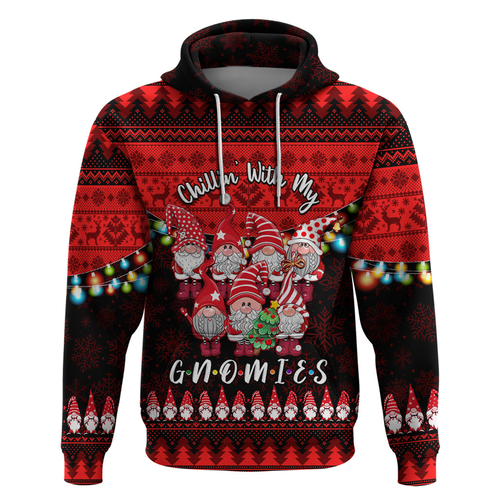 Chilling With My Gnomies Christmas Hoodie Dress Gnomie Friend Xmas Vibes - Wonder Print Shop