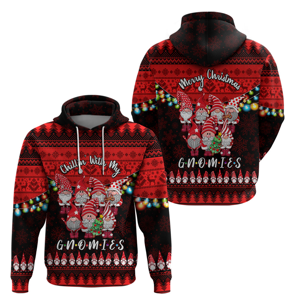 Chilling With My Gnomies Christmas Hoodie Dress Gnomie Friend Xmas Vibes - Wonder Print Shop