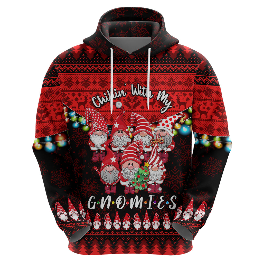 Chilling With My Gnomies Christmas Hoodie Dress Gnomie Friend Xmas Vibes - Wonder Print Shop