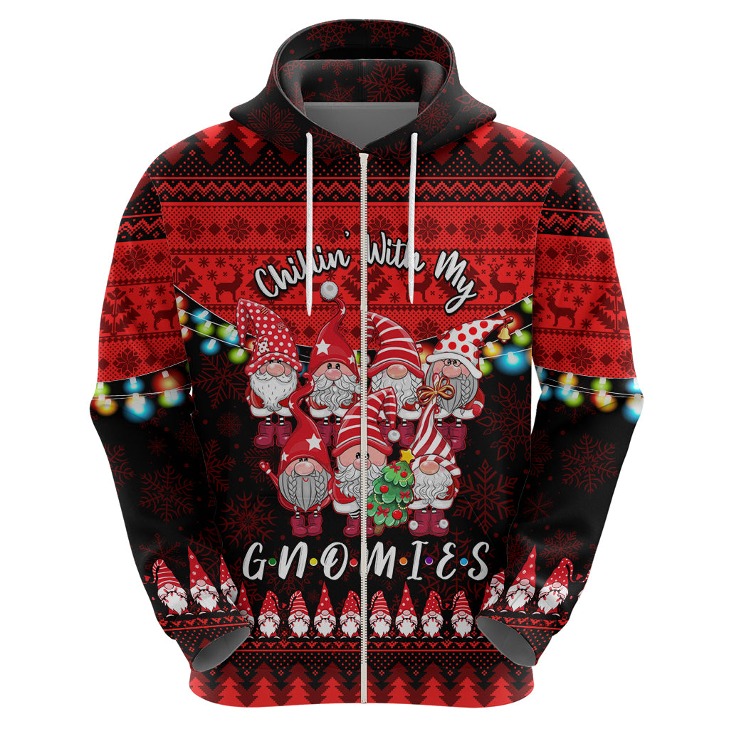Chilling With My Gnomies Christmas Hoodie Dress Gnomie Friend Xmas Vibes - Wonder Print Shop