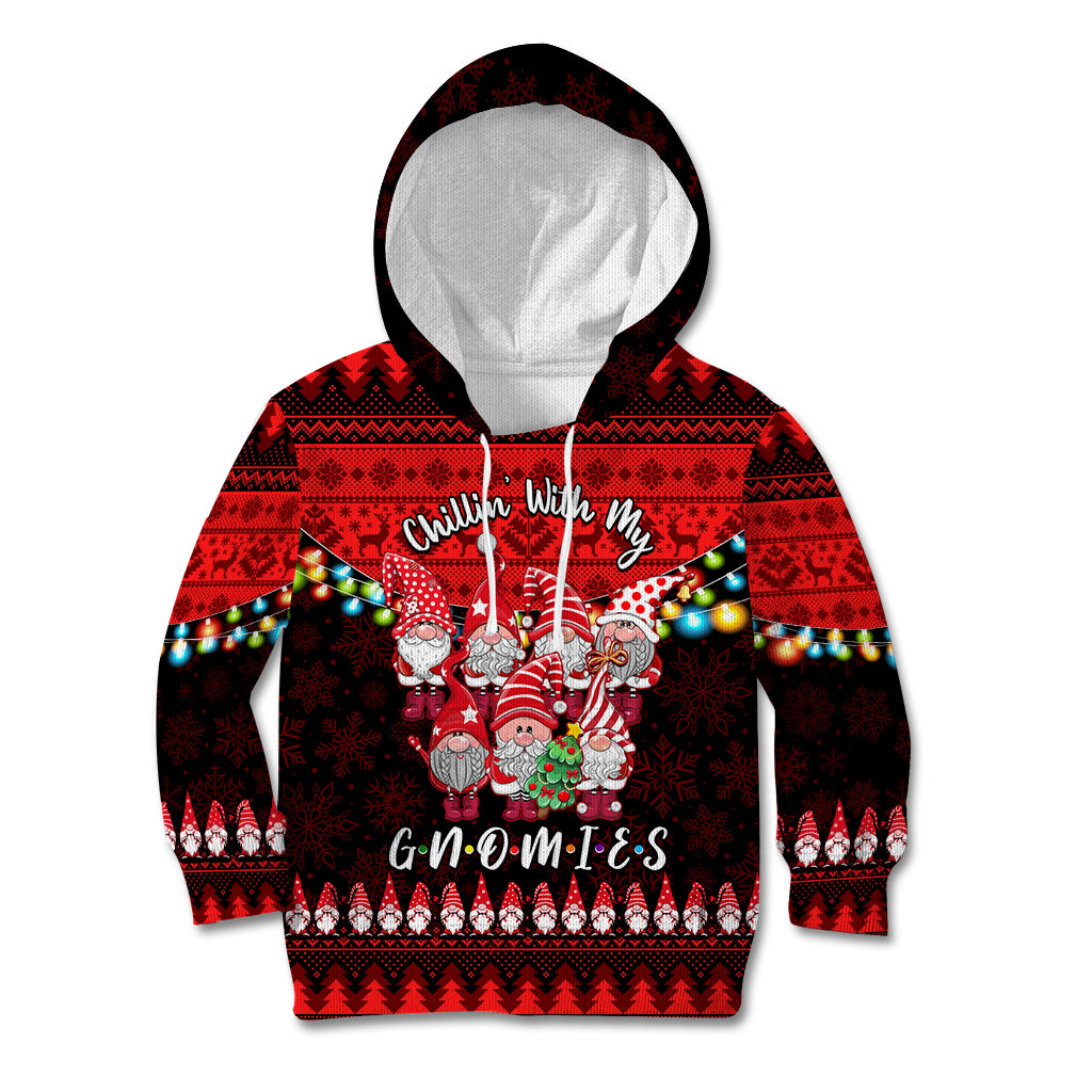 Chilling With My Gnomies Christmas Kid Hoodie Gnomie Friend Xmas Vibes - Wonder Print Shop
