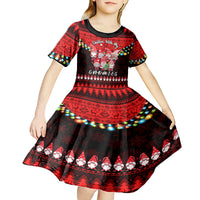 Chilling With My Gnomies Christmas Kid Short Sleeve Dress Gnomie Friend Xmas Vibes - Wonder Print Shop