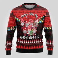 Chilling With My Gnomies Christmas Ugly Christmas Sweater Gnomie Friend Xmas Vibes - Wonder Print Shop