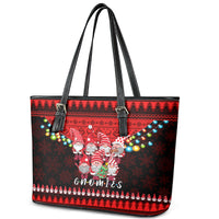 Chilling With My Gnomies Christmas Leather Tote Bag Gnomie Friend Xmas Vibes - Wonder Print Shop