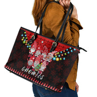 Chilling With My Gnomies Christmas Leather Tote Bag Gnomie Friend Xmas Vibes - Wonder Print Shop