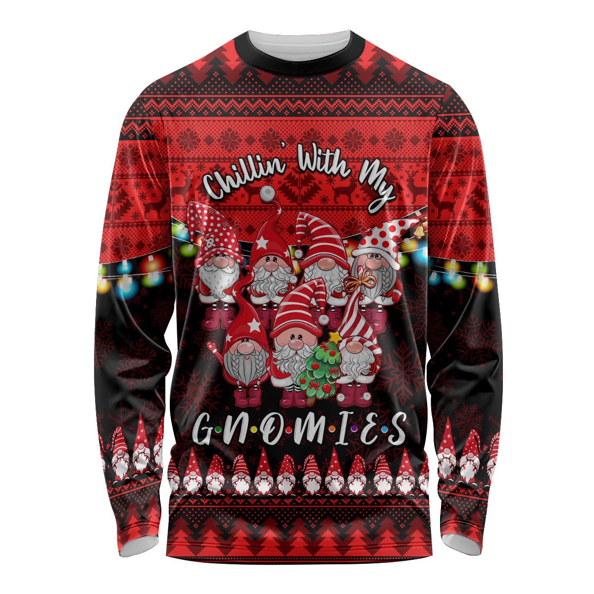 Chilling With My Gnomies Christmas Long Sleeve Shirt Gnomie Friend Xmas Vibes - Wonder Print Shop