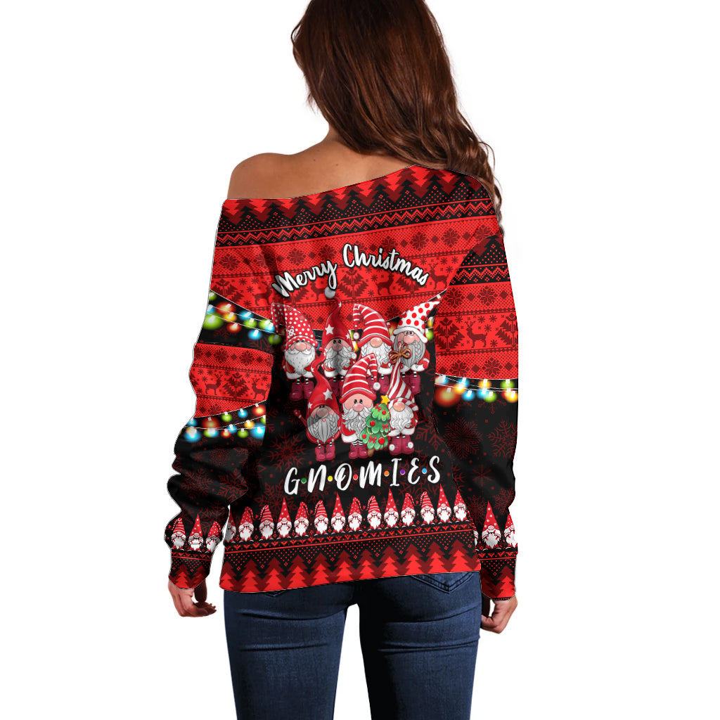 Chilling With My Gnomies Christmas Off Shoulder Sweater Gnomie Friend Xmas Vibes - Wonder Print Shop