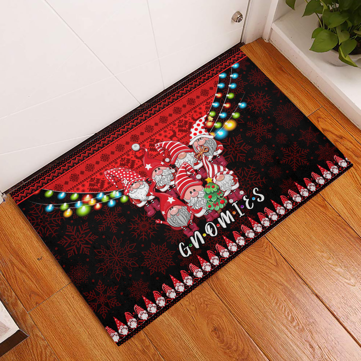 Chilling With My Gnomies Christmas Rubber Doormat Gnomie Friend Xmas Vibes - Wonder Print Shop