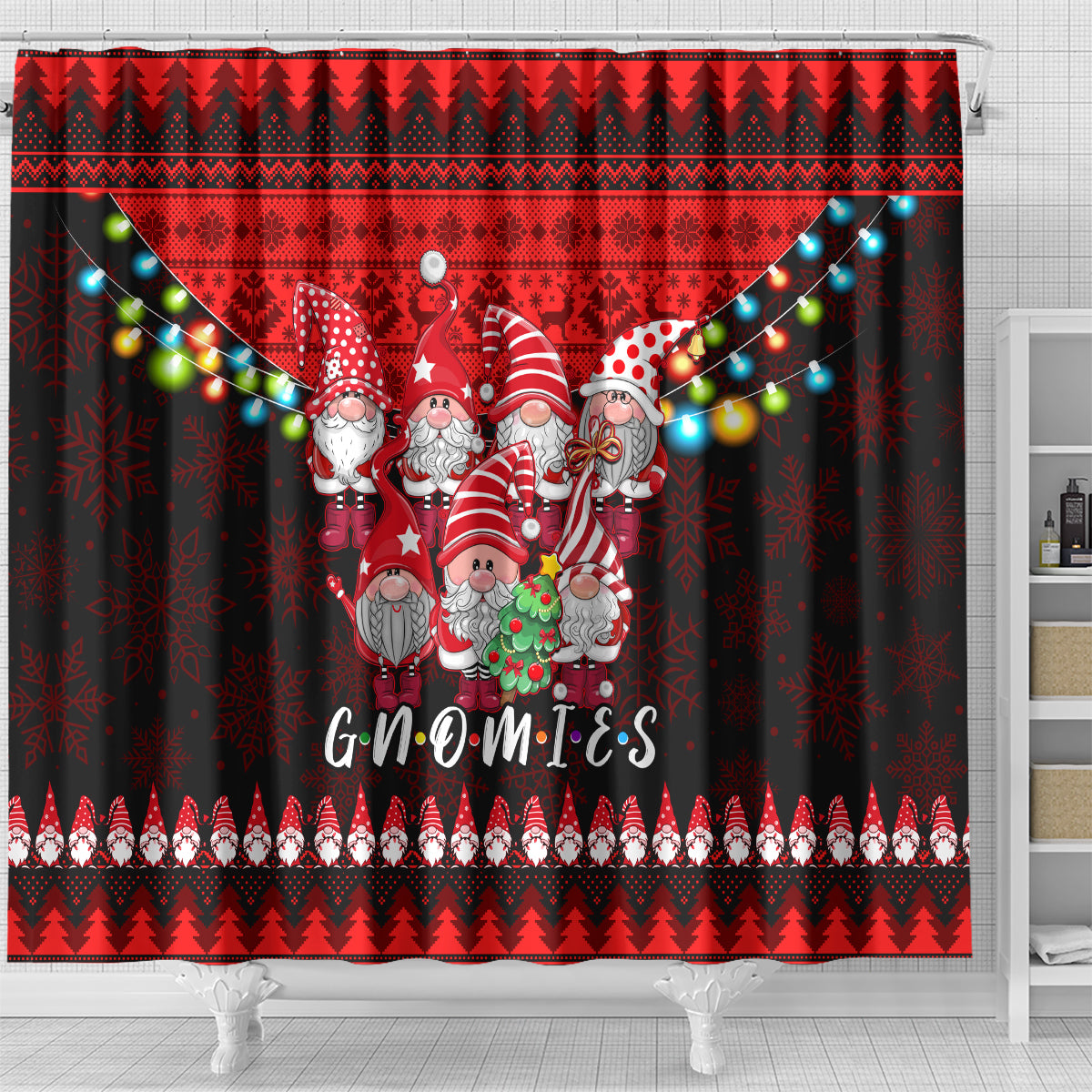 chilling-with-my-gnomies-christmas-shower-curtain-gnomie-friend-xmas-vibes