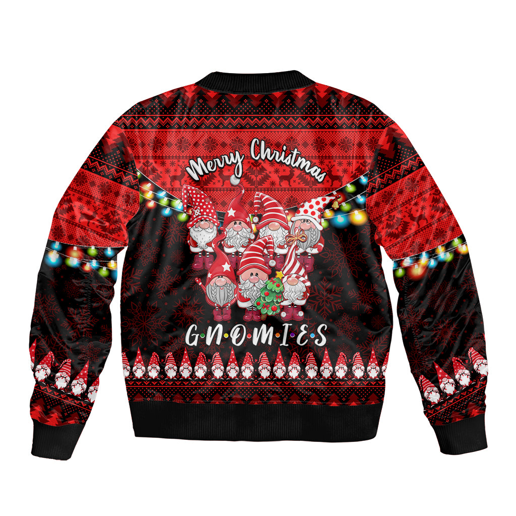 Chilling With My Gnomies Christmas Sleeve Zip Bomber Jacket Gnomie Friend Xmas Vibes - Wonder Print Shop