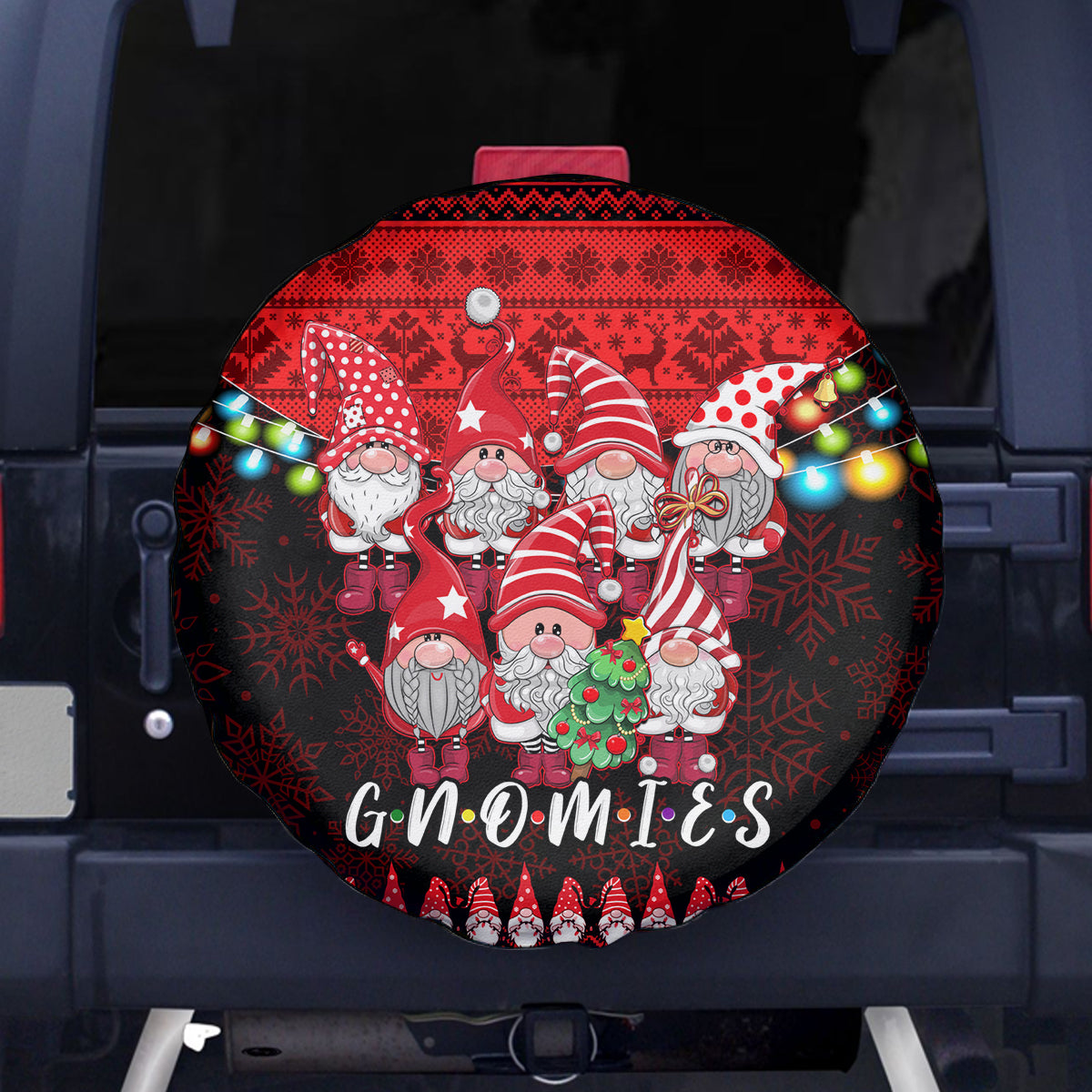 Chilling With My Gnomies Christmas Spare Tire Cover Gnomie Friend Xmas Vibes - Wonder Print Shop