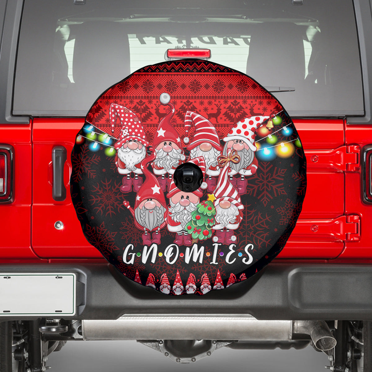 Chilling With My Gnomies Christmas Spare Tire Cover Gnomie Friend Xmas Vibes - Wonder Print Shop