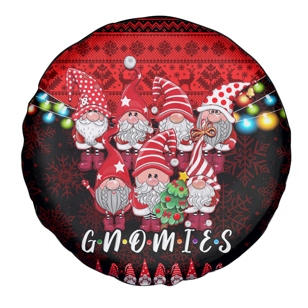 Chilling With My Gnomies Christmas Spare Tire Cover Gnomie Friend Xmas Vibes - Wonder Print Shop