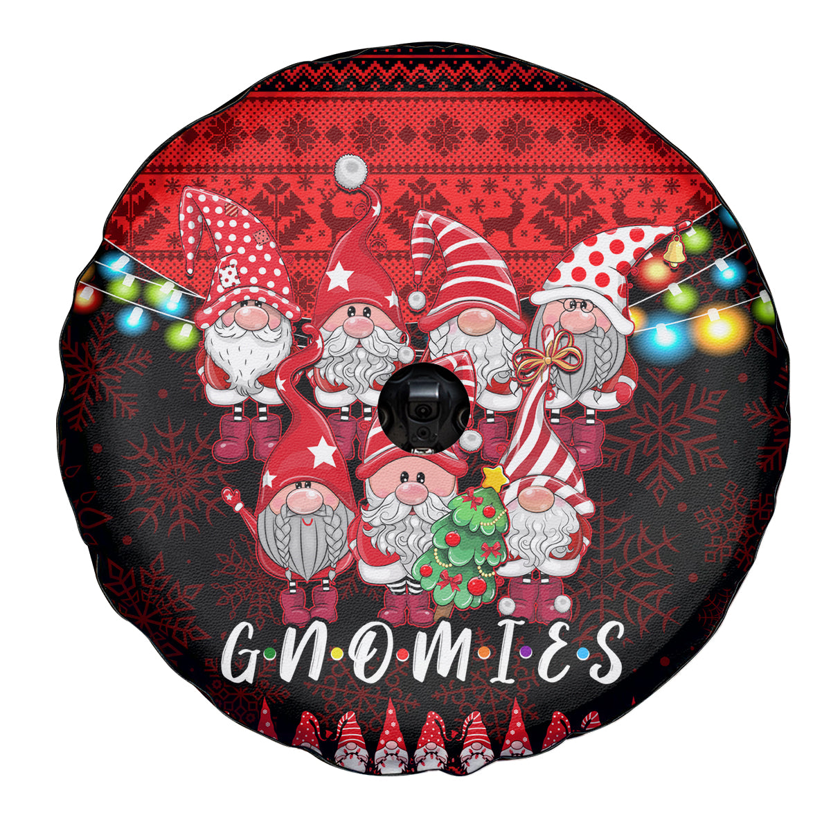 Chilling With My Gnomies Christmas Spare Tire Cover Gnomie Friend Xmas Vibes - Wonder Print Shop