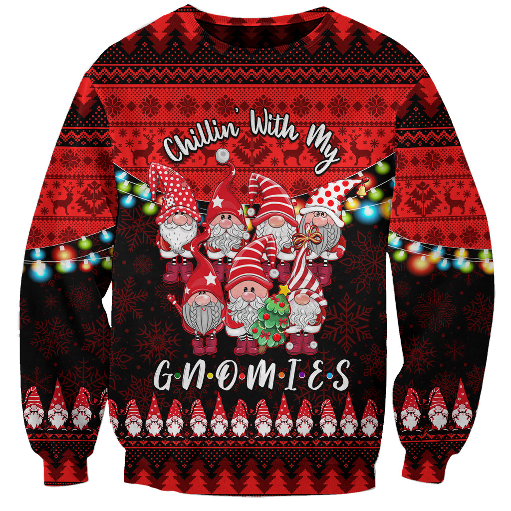 Chilling With My Gnomies Christmas Sweatshirt Gnomie Friend Xmas Vibes - Wonder Print Shop
