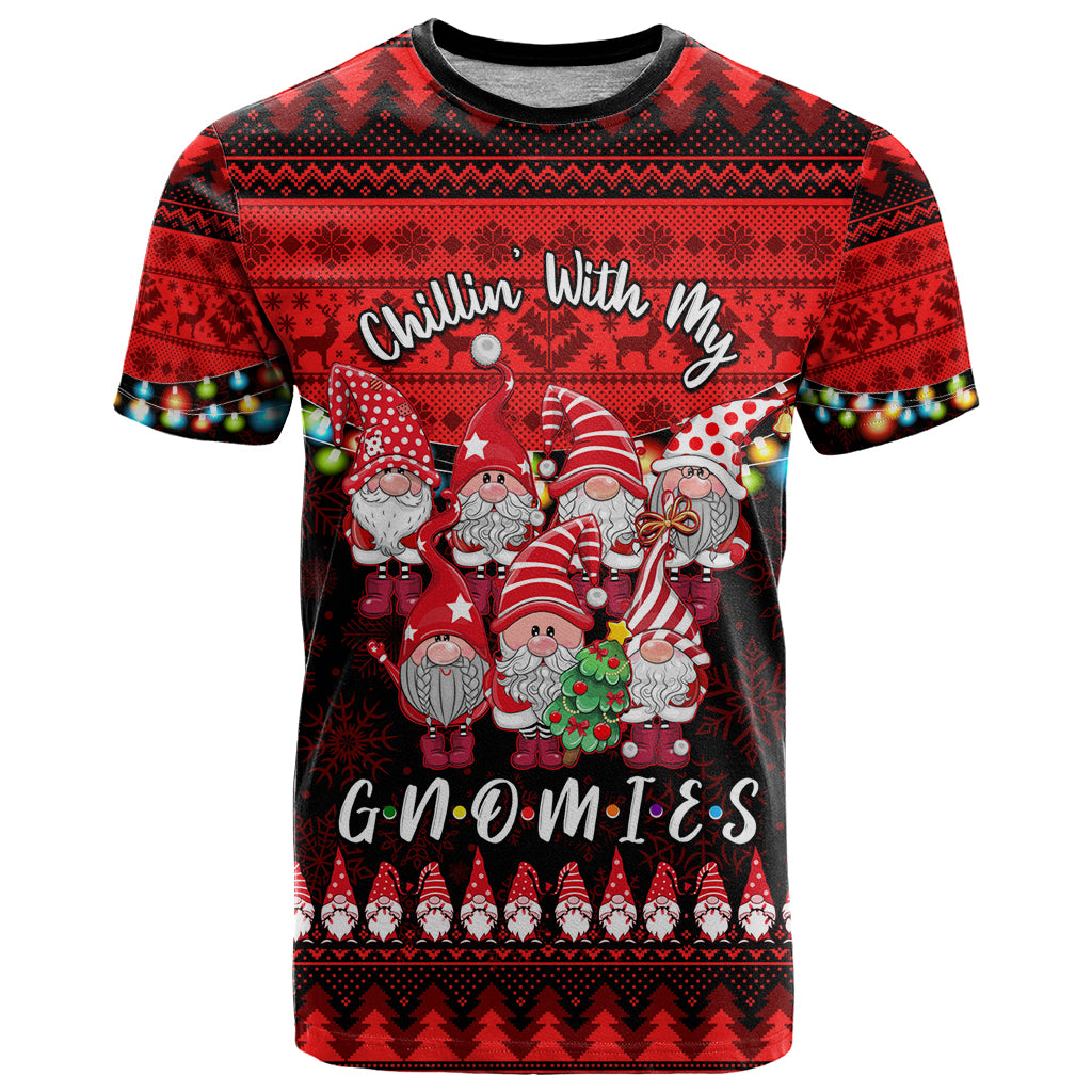 Chilling With My Gnomies Christmas T Shirt Gnomie Friend Xmas Vibes - Wonder Print Shop