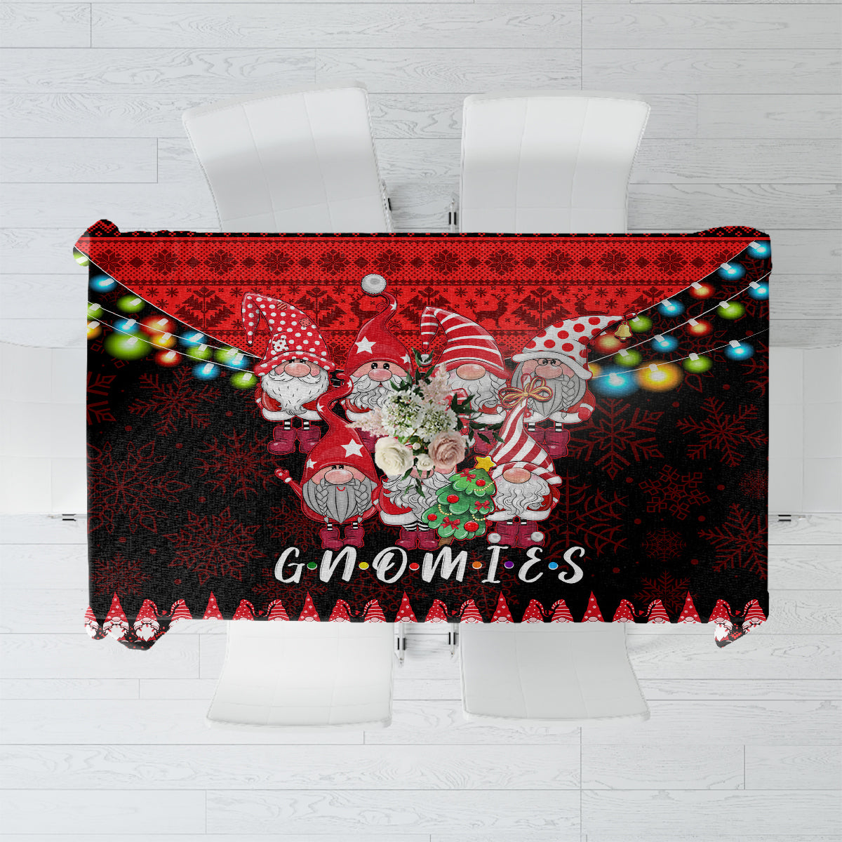 Chilling With My Gnomies Christmas Tablecloth Gnomie Friend Xmas Vibes - Wonder Print Shop